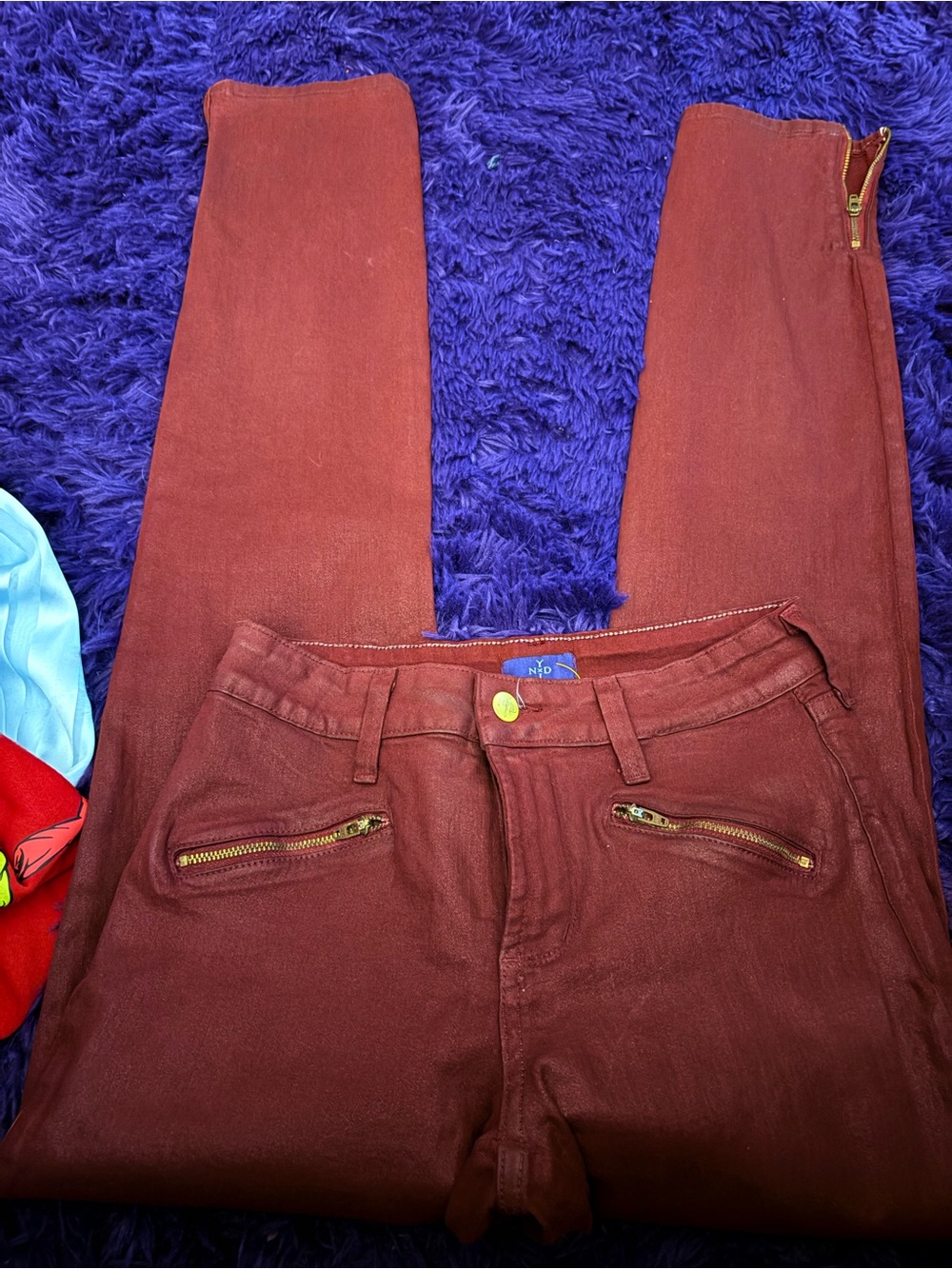 NBD Wine/Burgundy High-Rise Skinny Jeans